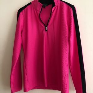 Ralph Lauren Pink Women’s Long Sleeve Workout Half Zip Shirt Size Large